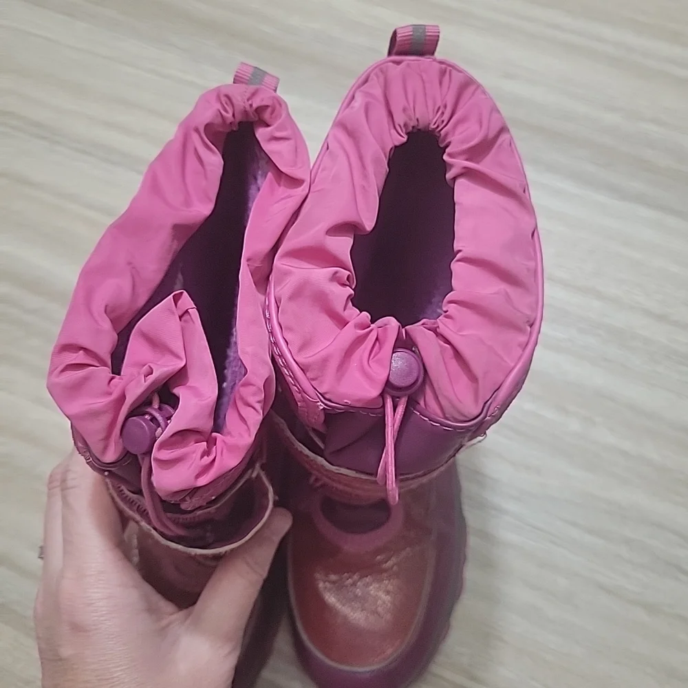 Lands' End Girls Pink/ Purple Snowboots  Insulated Waterproof‎ Size 4M